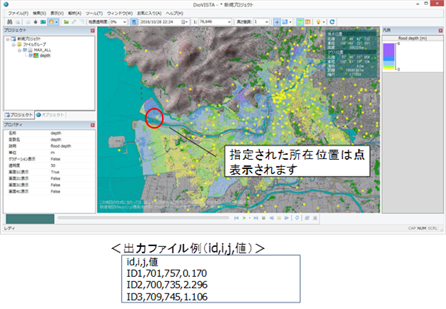 図: DioVISTA/Stormによる浸水深の出力